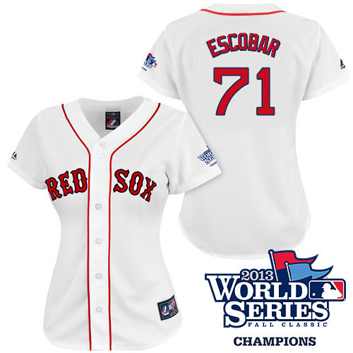 Edwin Escobar #71 mlb Jersey-Boston Red Sox Women's Authentic 2013 World Series Champions Home White Baseball Jersey